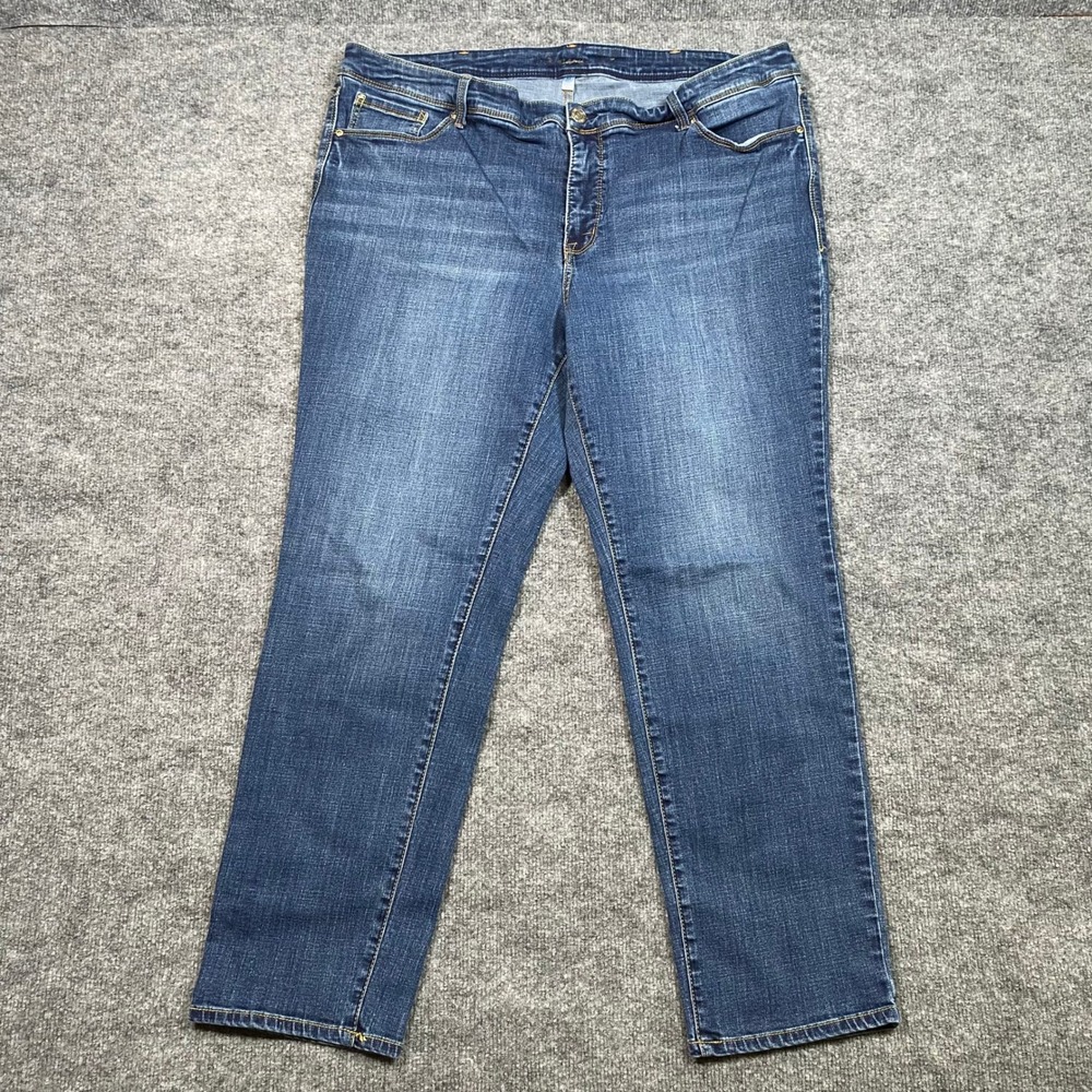 Seven7 Womens Plus Size 22 Straight Leg Jeans Sassy Dark Wash Stretch 1123073